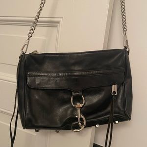 Rebecca Minkoff Black Mac Nubuck Crossbody with Chain Link Strap